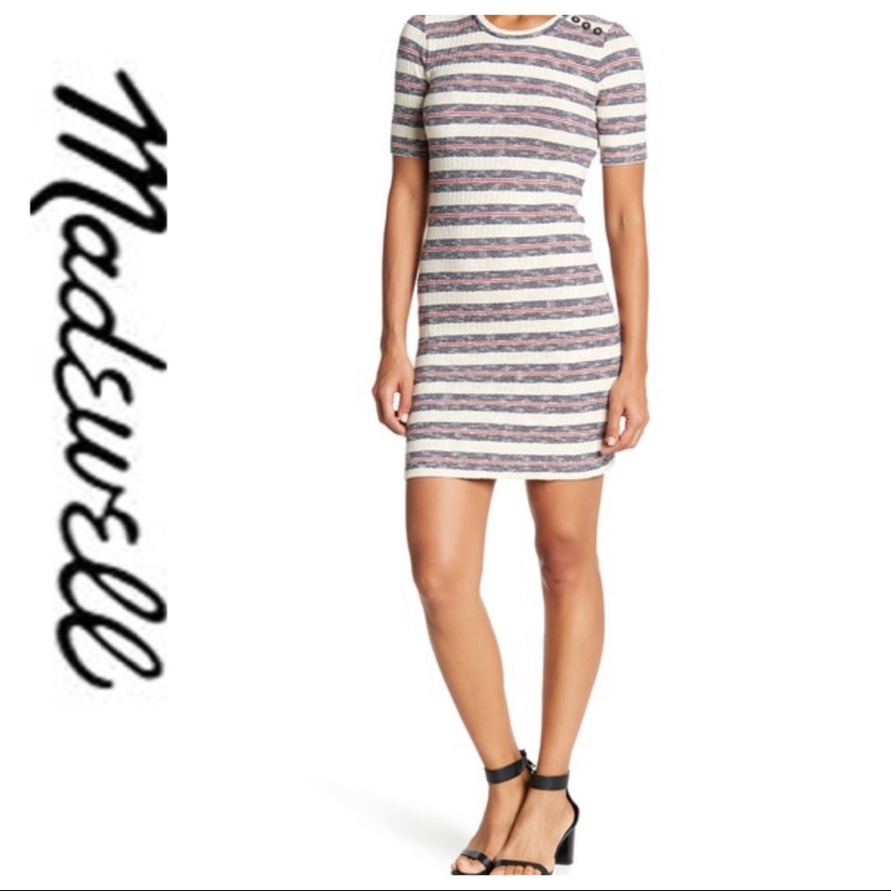 💕SALE💕NWT Madewell Striped Ribbed Dress - Picture 2 of 8